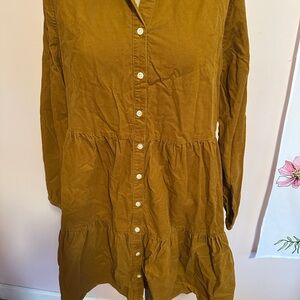 Jcrew Coastal Cowgirl corduroy button-Up Tiered Dress